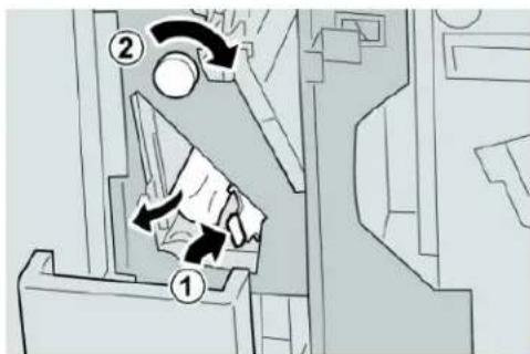 Technical diagram showing a mechanical device with labeled parts and directional arrows indicating motion or movement.