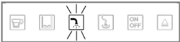Toolbar with icons for drinking, water, water drop, ON/OFF, and warning symbols