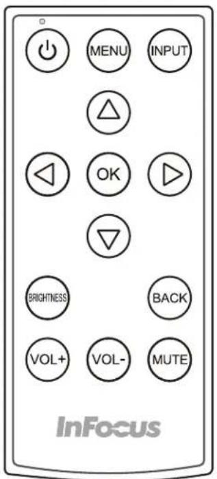 MENU INPUT OK BRIGHTNESS BACK VOL+ VOL- MUTE InFocus