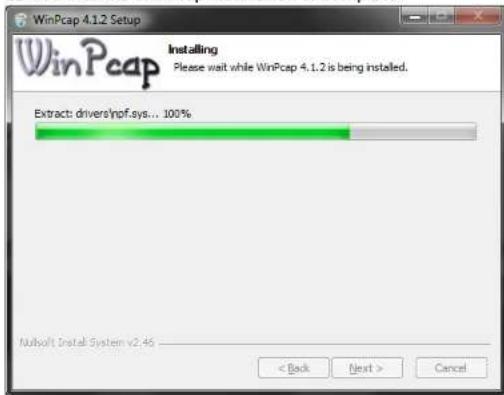 WinPcap 4.1.2 Setup Installing Please wait while WinPcap 4.1.2 is being installed. Extract: drivers\npf.sys... 100% Nulsoft Install System v2.45 < Back Next > Cancel