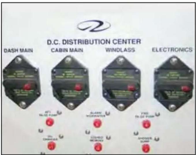 D.C. DISTRIBUTION CENTER DASH MAIN CABIN MAIN WINDLASS ELECTRONICS AF1 NA-DC Power Alarms HEAVES FWD NA-DC Power CHANGUARD SHOWN HEAVES SHOWER CLAMP