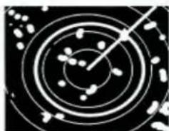 Abstract circular pattern with concentric rings and scattered dots (no text or symbols)