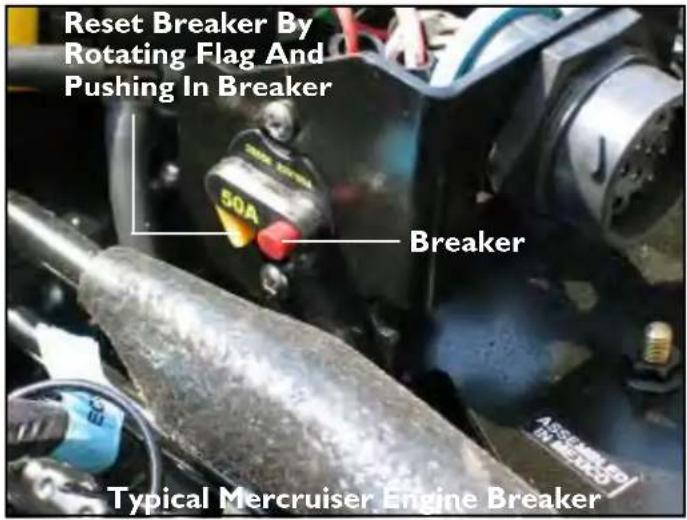 Reset Breaker By Rotating Flag And Pushing In Breaker 50A Breaker Typical Mercruiser Engine Breaker