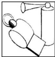 Simple line drawing of a hand holding a small object with a cylindrical object above (no text or symbols)