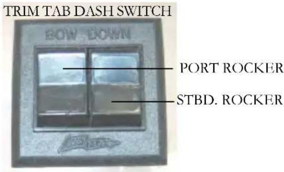 TRIM TAB DASH SWITCH BOW DOWN PORT ROCKER STBD. ROCKER