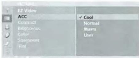 E2 Video ACC Compact Brightness Color Sharpness Find Cool Normal Warm User