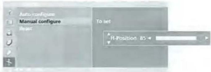 Auto config Manual config Reset To set H-Position 85