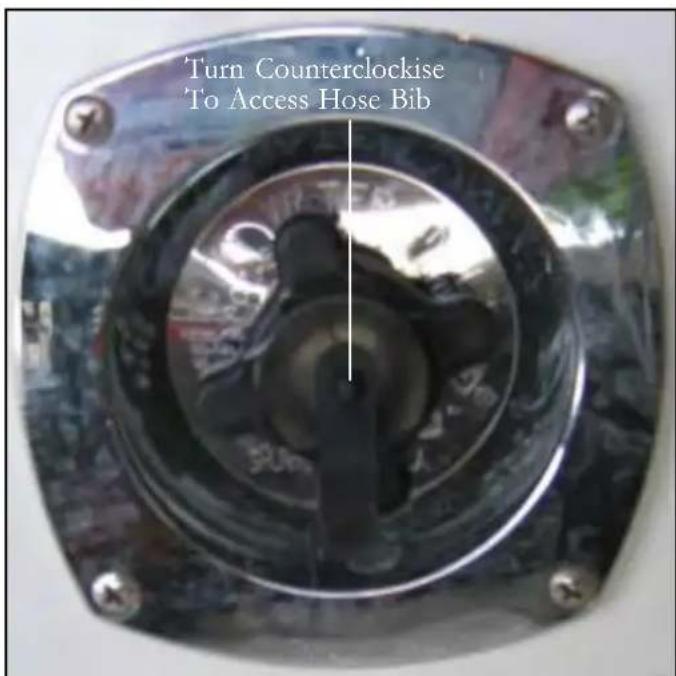 Turn Counterclockise To Access Hose Bib