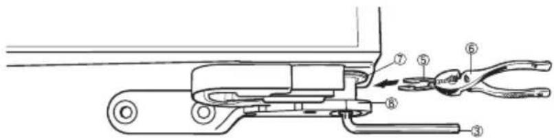 Technical diagram of a mechanical tool with numbered parts, likely for assembly or maintenance instructions.