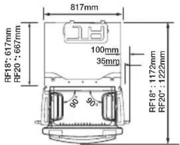 817mm RF18°: 617mm RF20°: 667mm 100mm 35mm RF18°: 1172mm RF20°: 1222mm