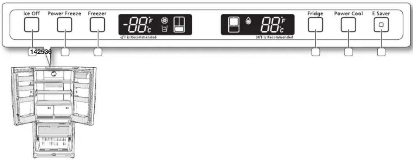 Ice Off Power Freeze Freezer -88°C -2°F is Recommended 88°C 38°F is Recommended Fridge Power Cool E.Saver 142536