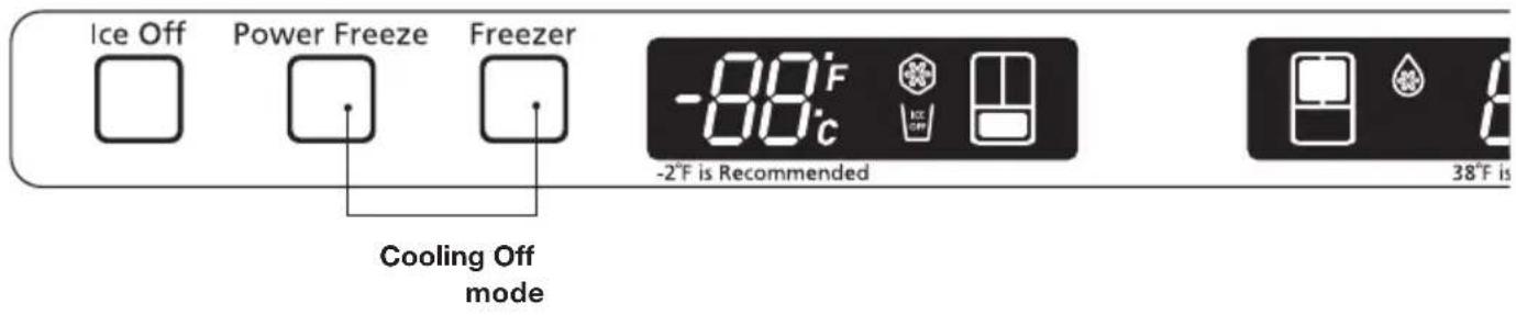 Ice Off Power Freeze Freezer Cooling Off mode -80°F -2°F is Recommended 38°F is