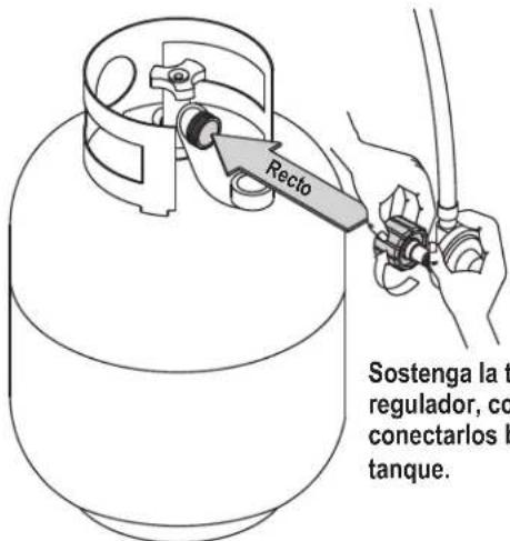 Recto Sostenga la t regulador, co conectarlos b tanque.
