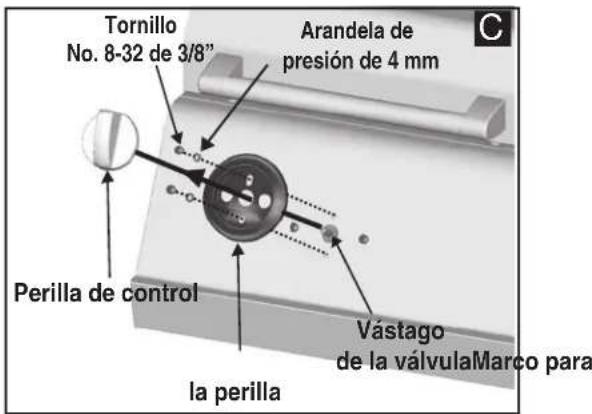 Tornillo No. 8-32 de 3/8" Arandela de presión de 4 mm Perilla de control Vástago de la válvulaMarco para la perilla