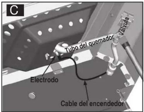 C Tubo del quemador Valvula Electrodo Cable del encendedor