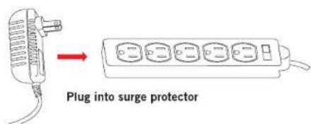 Plug into surge protector