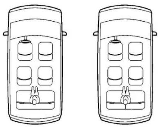 Two identical line drawings of a mobile phone case with internal compartments and buttons (no text or symbols)