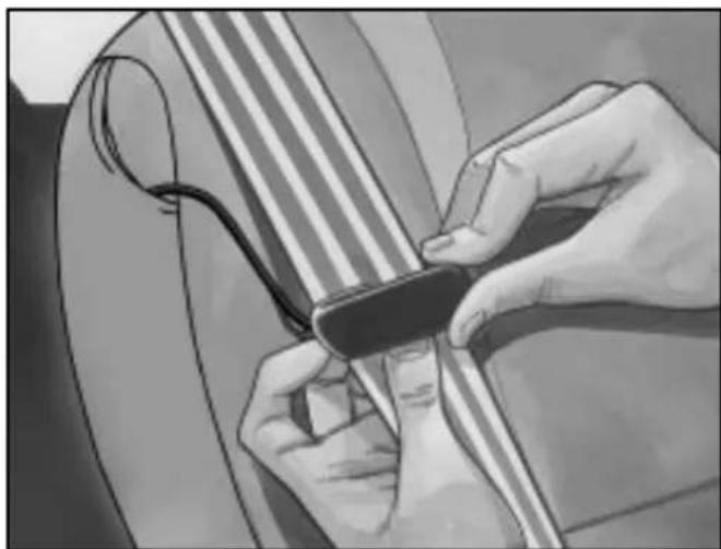 Illustration of hands tying a knot around a striped guitar (no text or symbols)