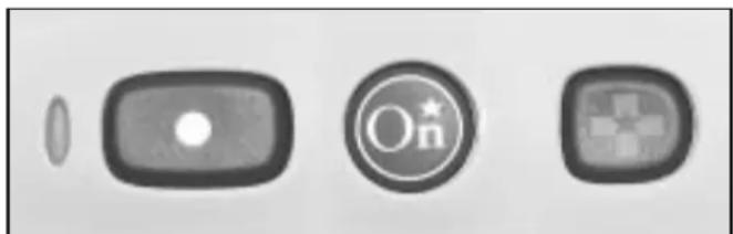 Three grayscale UI icons: a play button, a square button with 'On' and star, and a grid of icons (no text or symbols)