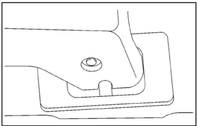 Technical line drawing of a mechanical component with a central bolt and flange (no text or symbols)