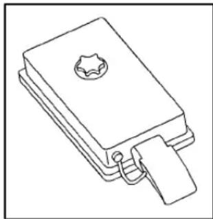 Line drawing of a closed notebook with a star-shaped cover and a clip (no text or symbols)