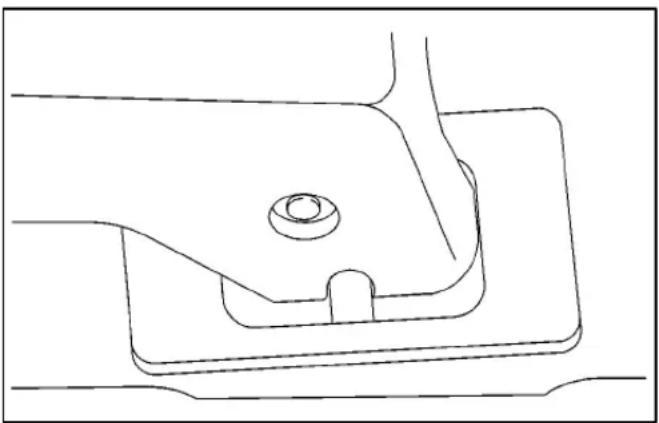 Technical line drawing of a mechanical component with a central bolt and flange (no text or symbols)