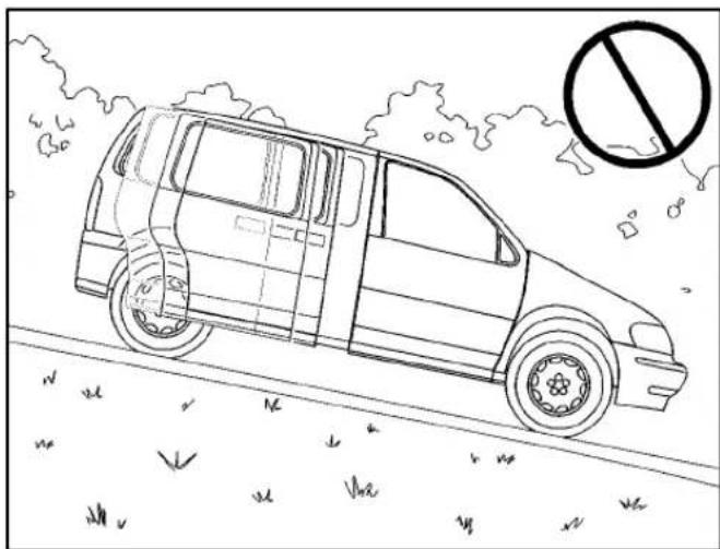 Line drawing of a car on a road with a no-smoking symbol (no text or labels)