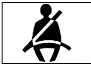 Silhouette of a person wearing a seatbelt with a diagonal band crossing through the seat (no text or symbols)