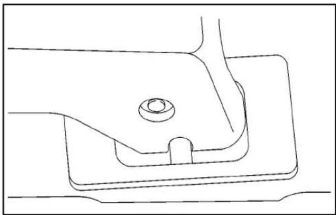 Technical line drawing of a mechanical component with a central bolt and flange (no text or symbols)