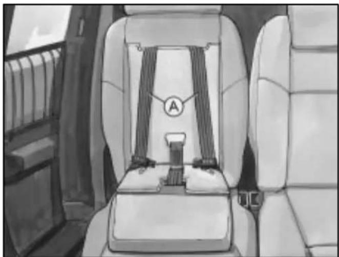 Interior view of a car seat with a car seatbelt and logo (no text or symbols visible)