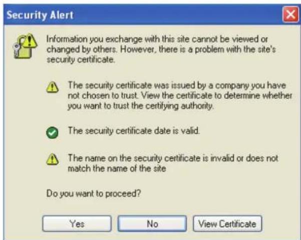 Security Alert Information you exchange with this site cannot be viewed or changed by others. However, there is a problem with the site's security certificate. The security certificate was issued by a company you have not chosen to trust. View the certificate to determine whether you want to trust t…