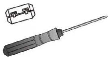 Illustration of a screwdriver with a plastic housing and its tip (no text or symbols)