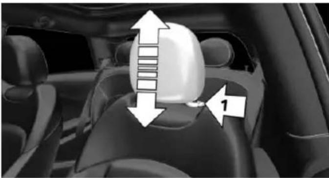 Interior view of a car showing a white seat with directional arrows indicating movement or force (no text or symbols present)