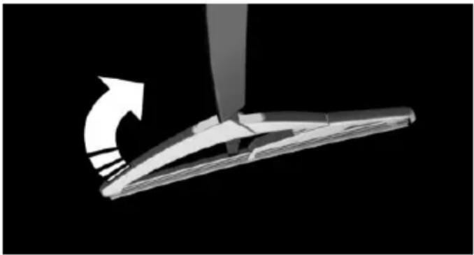 3D rendering of a mechanical component with an arrow indicating rotation or force direction (no text or symbols)