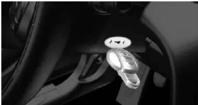 Close-up of a car's steering wheel and dashboard with a visible sensor or sensor device (no text or symbols)