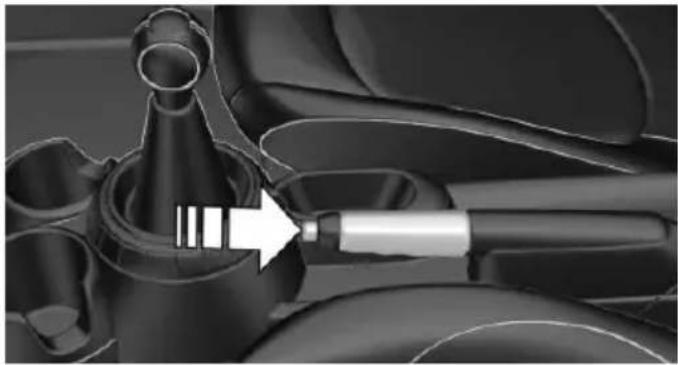 Mechanical assembly diagram showing a shaft inserted into a car gear (no text or symbols visible)