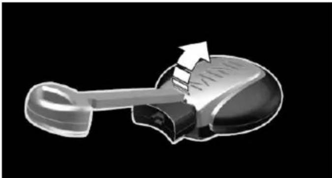 3D rendered illustration of a mechanical component with a handle and internal structure, no text or symbols present