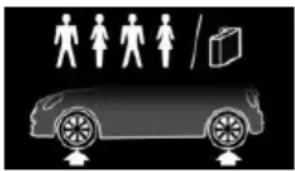 Silhouette of a car with human silhouettes and a cargo box, no text or symbols present