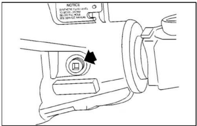 NOTICE SINTHATIC FLUID LEVEL TO BE XX - XX MM BELL FILL HOLE SEE SERVICE MANUAL