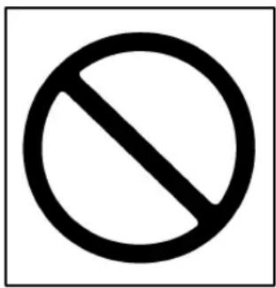Prohibition symbol with a circle and diagonal line, commonly used to indicate no prohibition or exclusion.