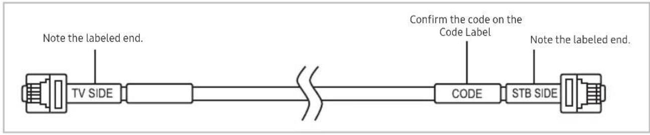 Note the labeled end. TV SIDE Confirm the code on the Code Label STB SIDE Note the labeled end.