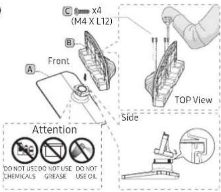 C x4 (M4 X L12) B Front A TOP View Side Attention DO NOT USE CHEMICALS DO NOT USE GREASE DO NOT USE OIL