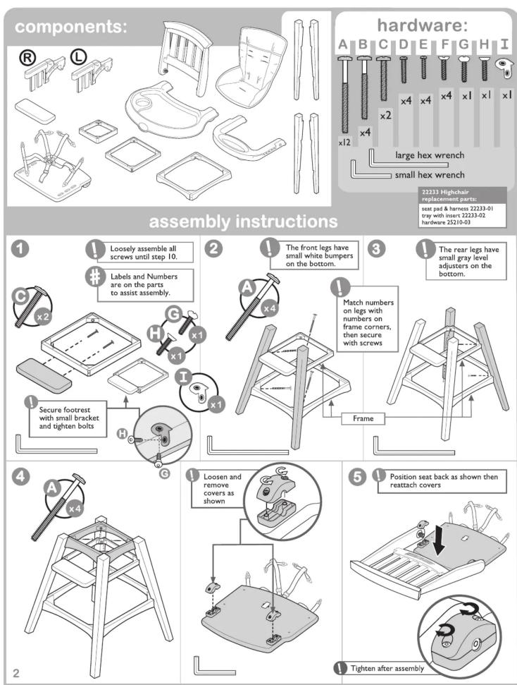 Summer Infant 22233 - WARNING: Prevent serious injury or death from falls or sliding out. Read all instructions before using high chair. - 3