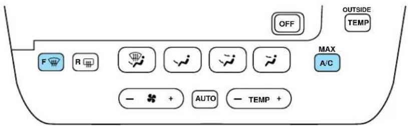 OFF OUTSIDE TEMP MAX A/C F R - + AUTO - TEMP +