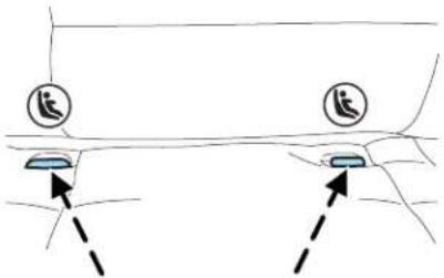 Diagram showing two car exhaust stations with directional arrows indicating movement or flow, marked with 'E' symbols.