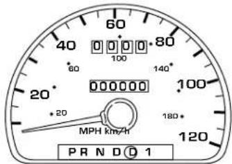 60 40 0 0 0 0 80 100 140° 20 000000 100 +20 180° MPH km/h PRND01