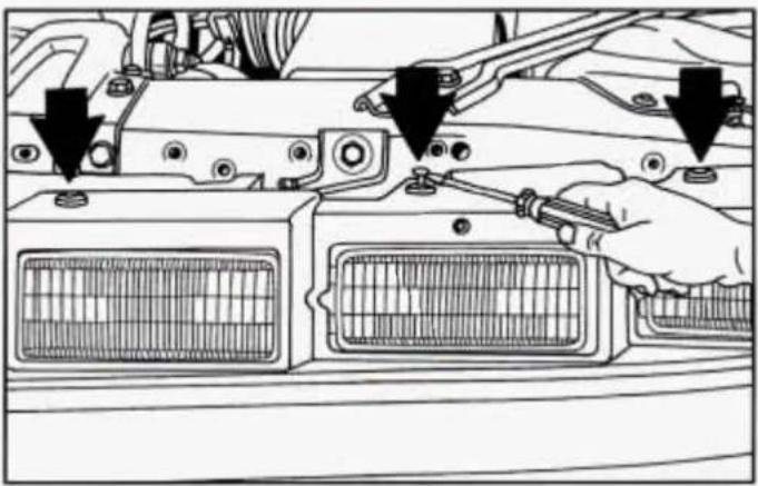 Diagram of a car interior with a hand using a screwdriver to adjust or install components (no text or symbols visible)