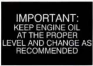 IMPORTANT: KEEP ENGINE OIL AT THE PROPER LEVEL AND CHANGE AS RECOMMENDED