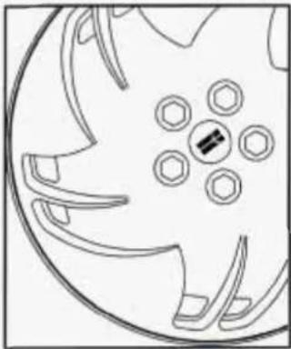 Line drawing of a car wheel rim with hexagonal wheels and central hub (no text or symbols)