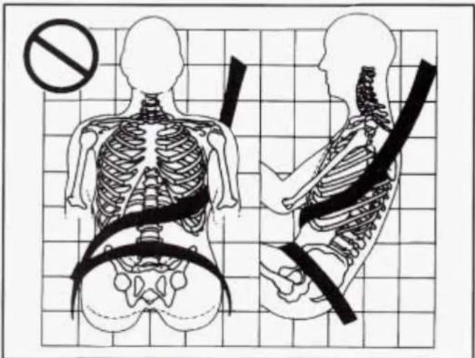 Medical illustration showing human skeletal anatomy with a no-smoking symbol and a cross-section view of the spine and shoulder.